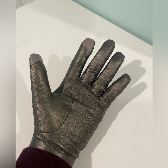 Banana Republic Silver Leather Gloves lined with Black Cashmere - Picture 4 of 4